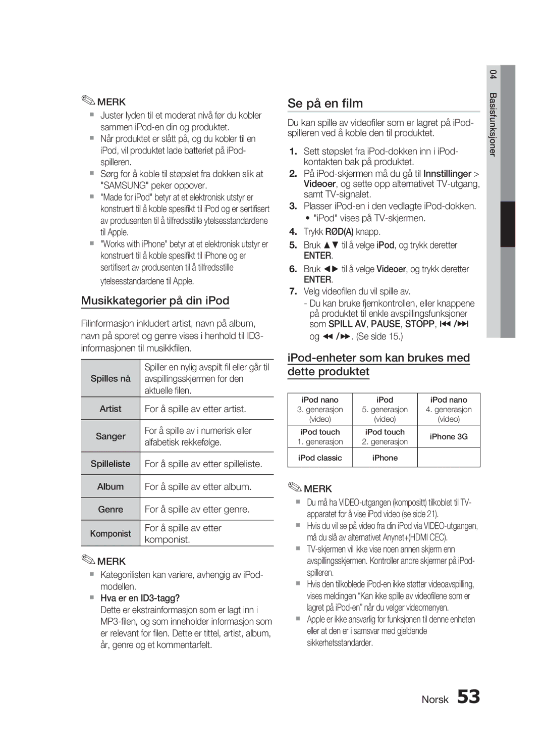 Samsung HT-C6200/XEE manual Se på en ﬁlm 