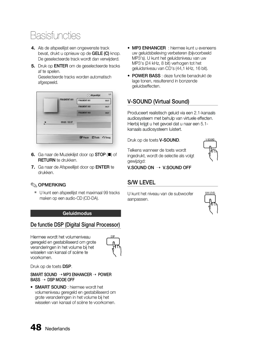 Samsung HT-C6200/XEF manual Sound Virtual Sound, De functie DSP Digital Signal Processor, Geluidmodus, Power 