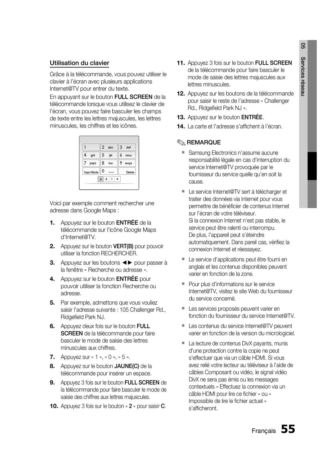 Samsung HT-C6200/XEF manual Utilisation du clavier 