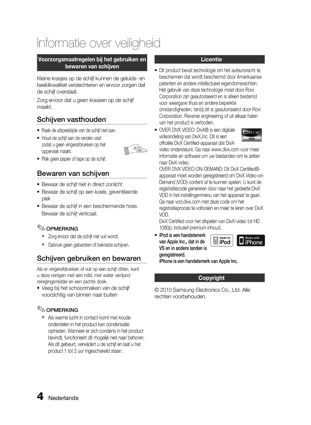 Samsung HT-C6200/XEF manual Schijven vasthouden, Bewaren van schijven, Schijven gebruiken en bewaren 