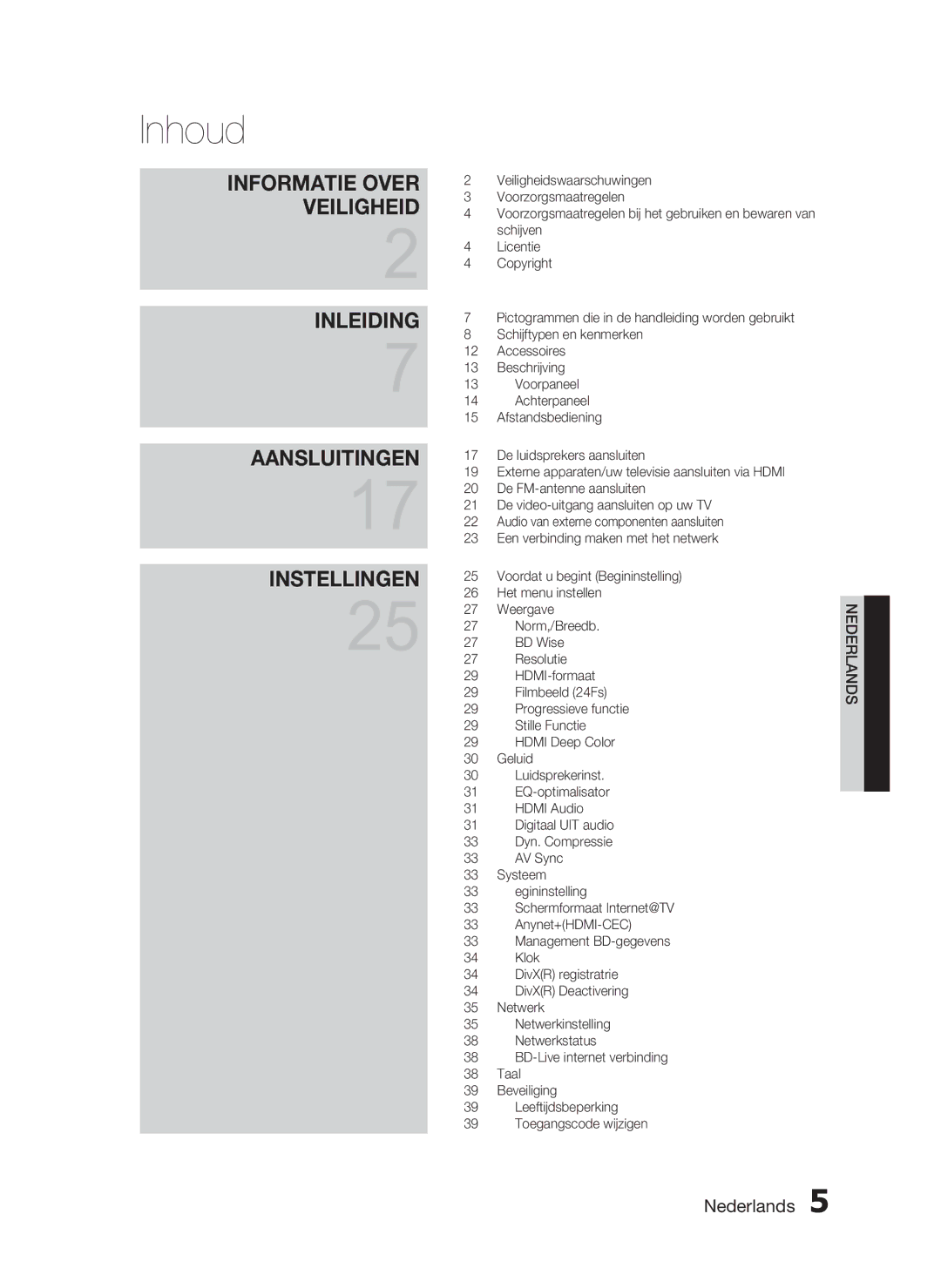 Samsung HT-C6200/XEF manual Inhoud 