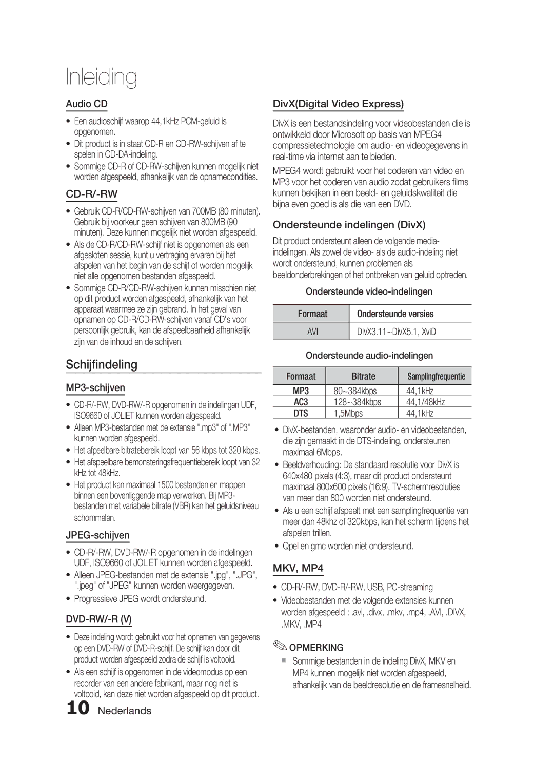 Samsung HT-C6200/XEF manual Schijﬁndeling 