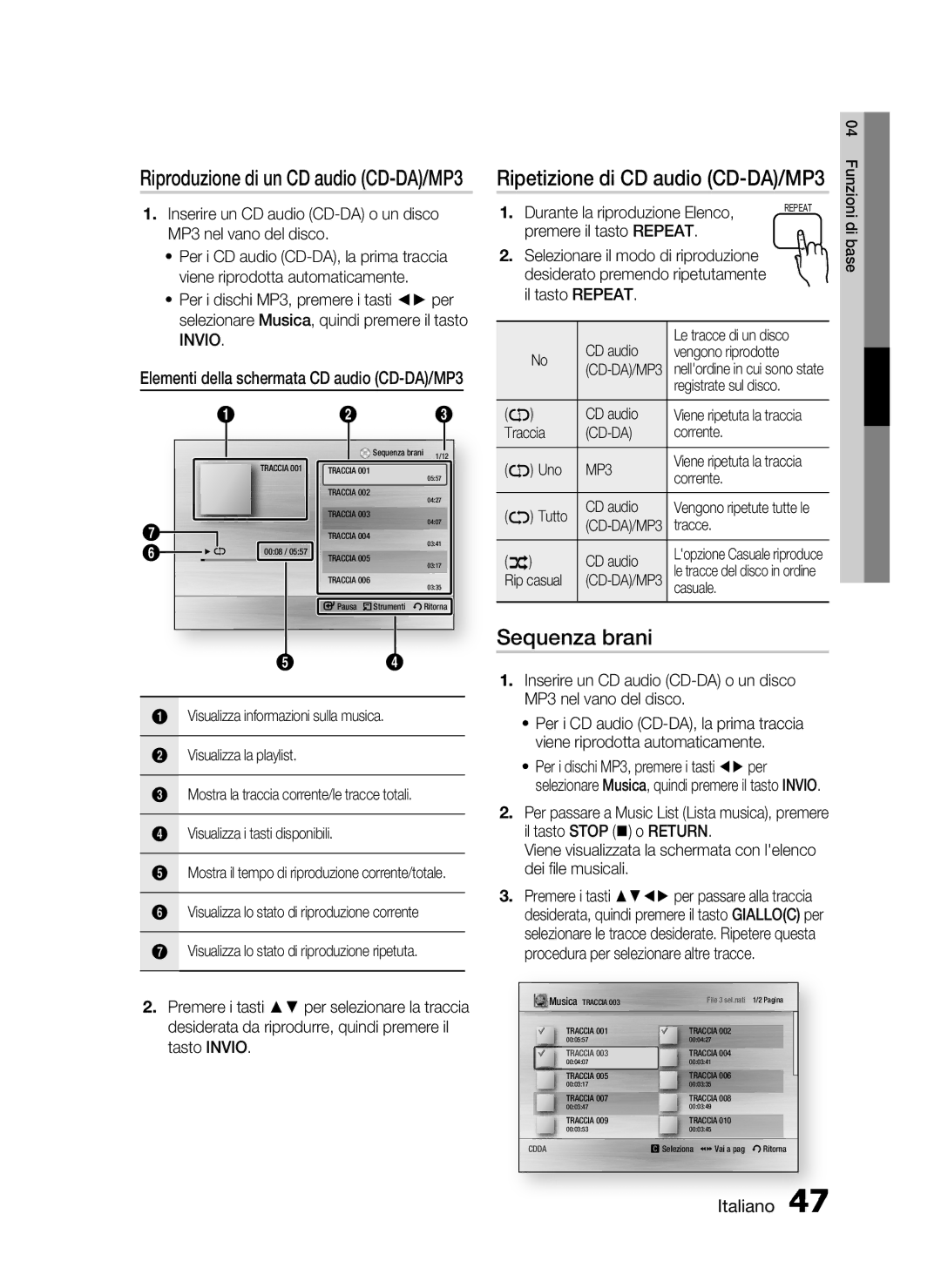 Samsung HT-C6200/XEF manual Sequenza brani, Riproduzione di un CD audio CD-DA/MP3, Cd-Da 