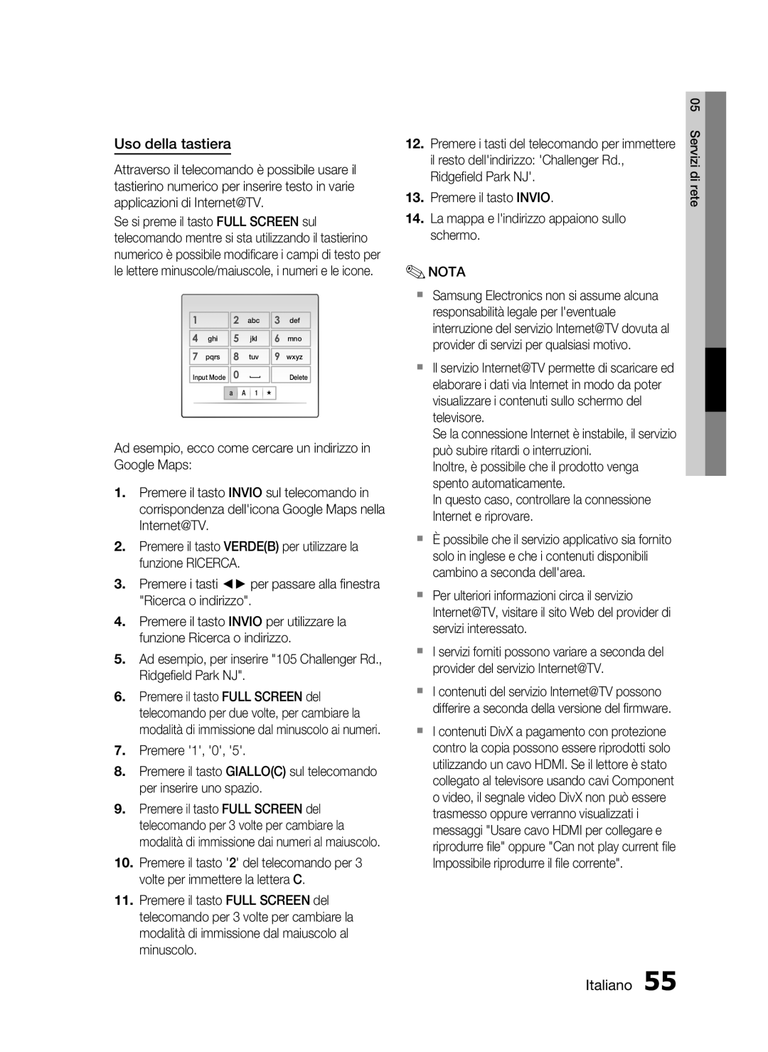 Samsung HT-C6200/XEF manual Uso della tastiera 