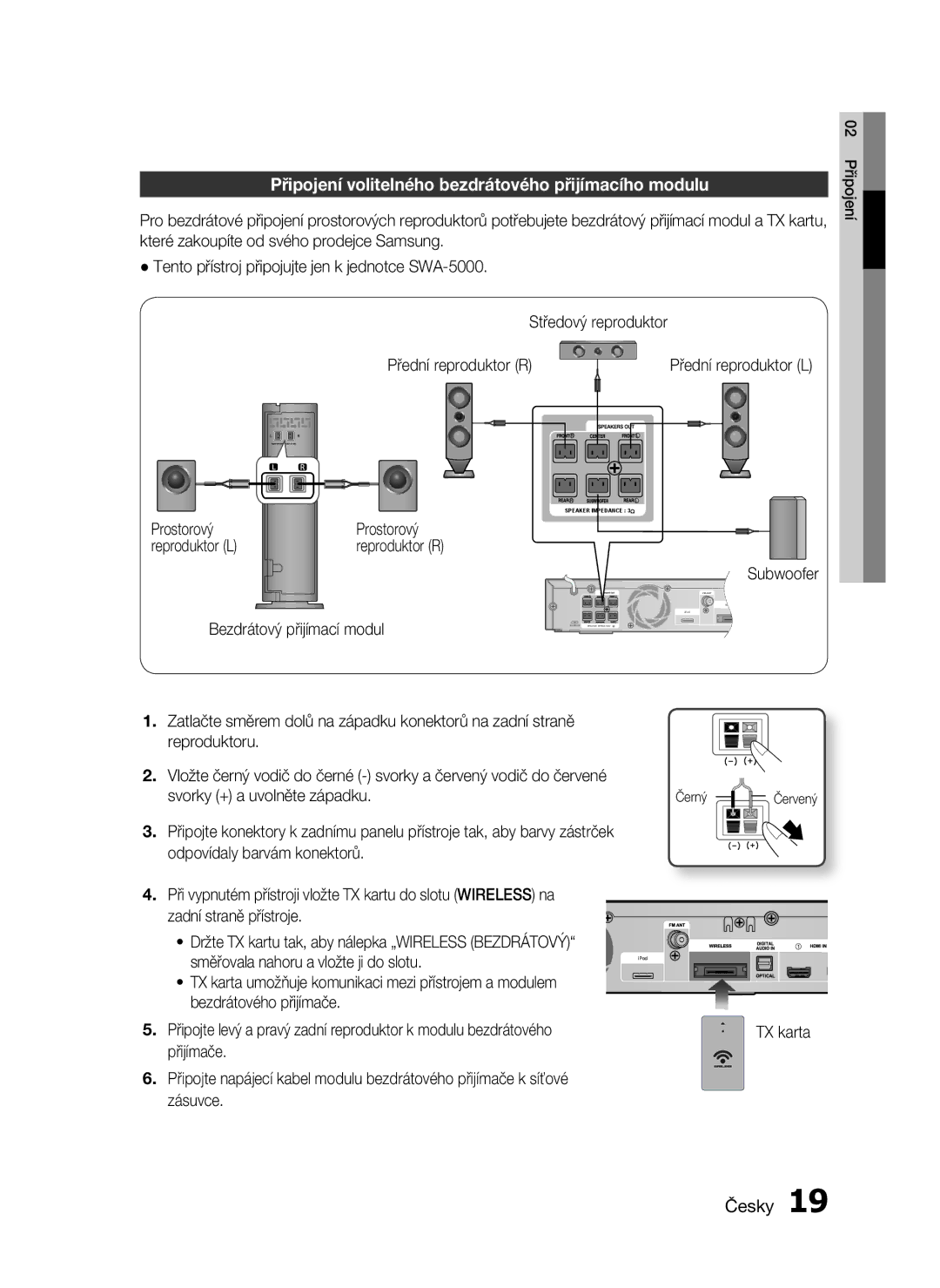 Samsung HT-C6500/XAA, HT-C6500/EDC manual Připojení volitelného bezdrátového přijímacího modulu, Bezdrátový přijímací modul 