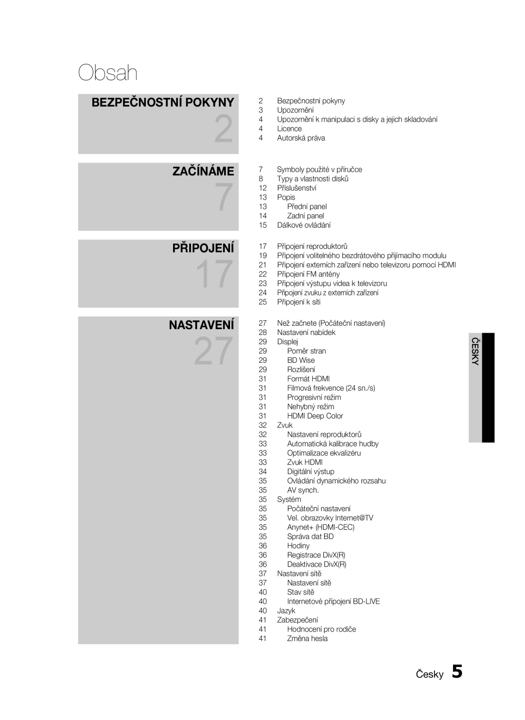 Samsung HT-C6500/XEF, HT-C6500/EDC, HT-C6500/XAA manual Obsah, Bezpečnostní Pokyny 