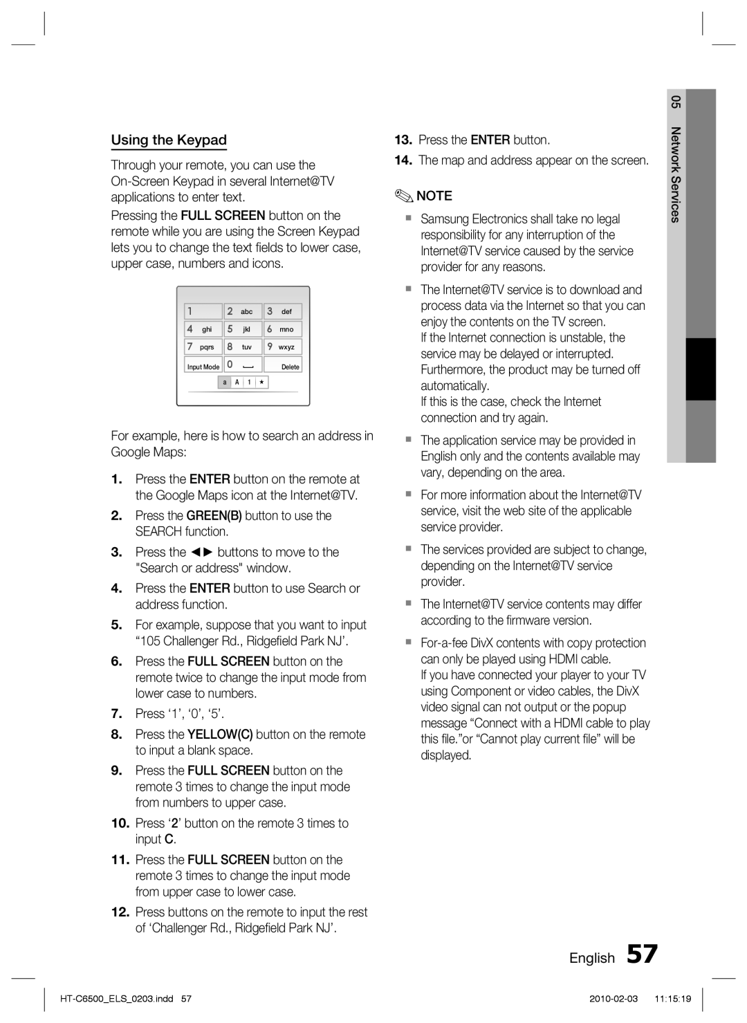 Samsung HT-C6500/XEN, HT-C6500/EDC, HT-C6500/XAA, HT-C6500/XEF manual Using the Keypad 