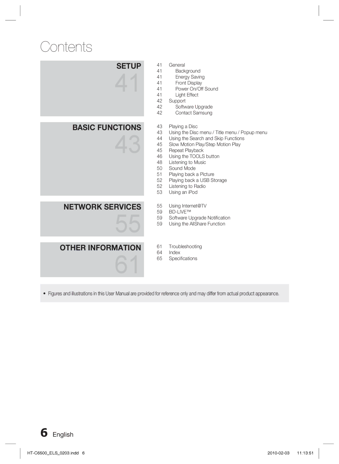 Samsung HT-C6500/XAA, HT-C6500/EDC, HT-C6500/XEN, HT-C6500/XEF manual Network Services Other Information 