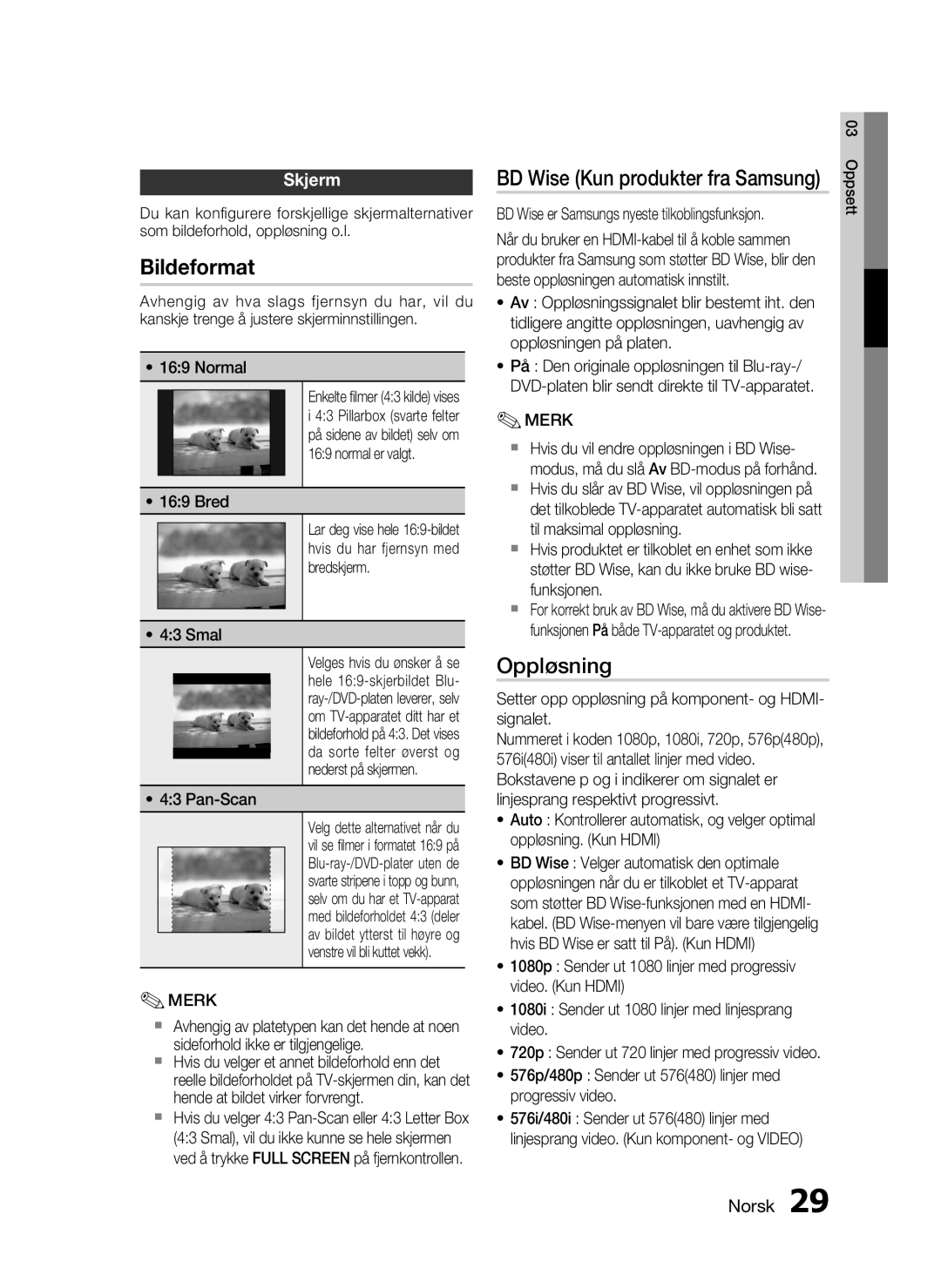 Samsung HT-C6500/XEE manual Oppløsning, Skjerm 