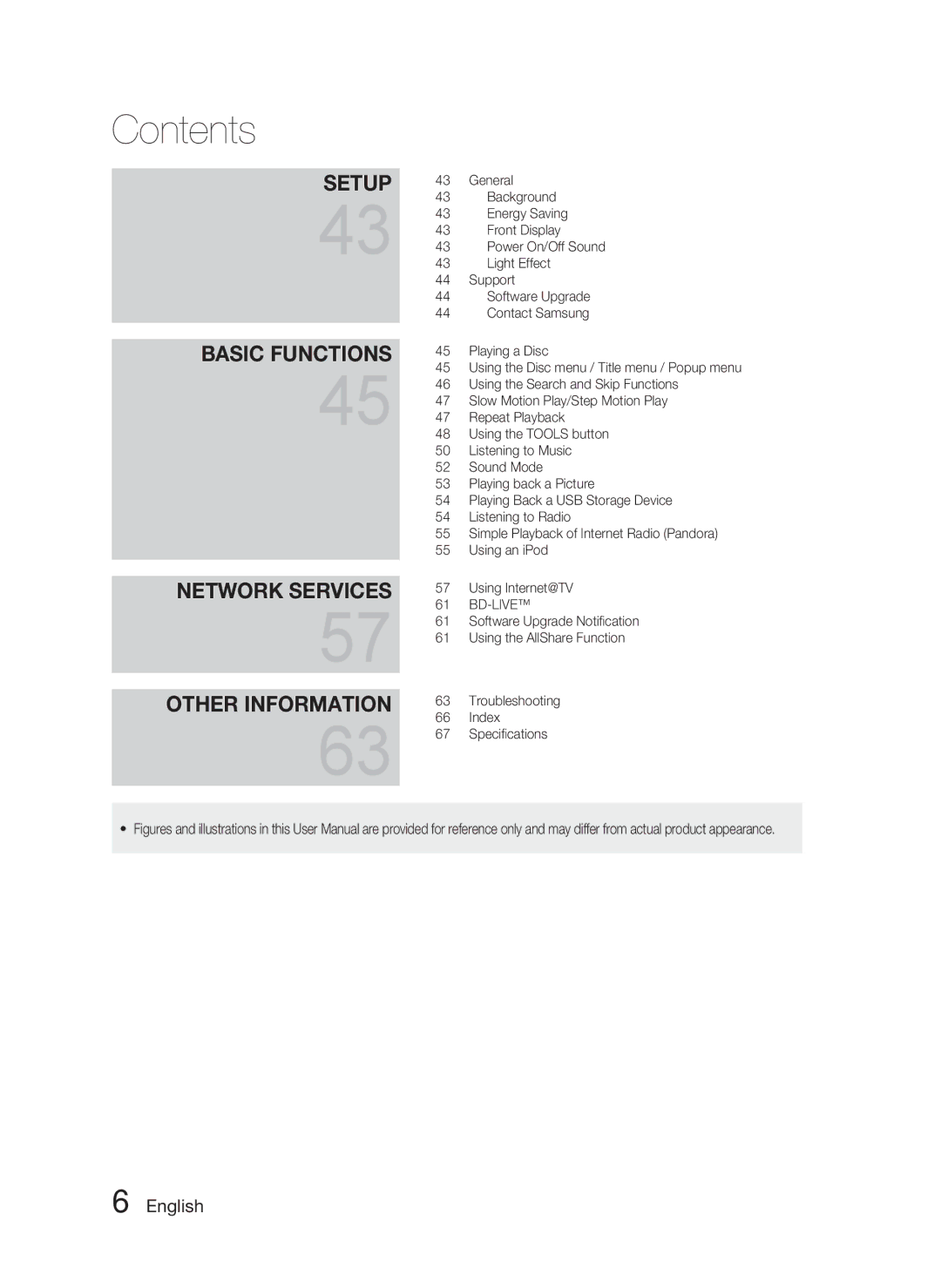 Samsung HT-C6730W/XEF, HT-C6730W/XAA manual Network Services Other Information 