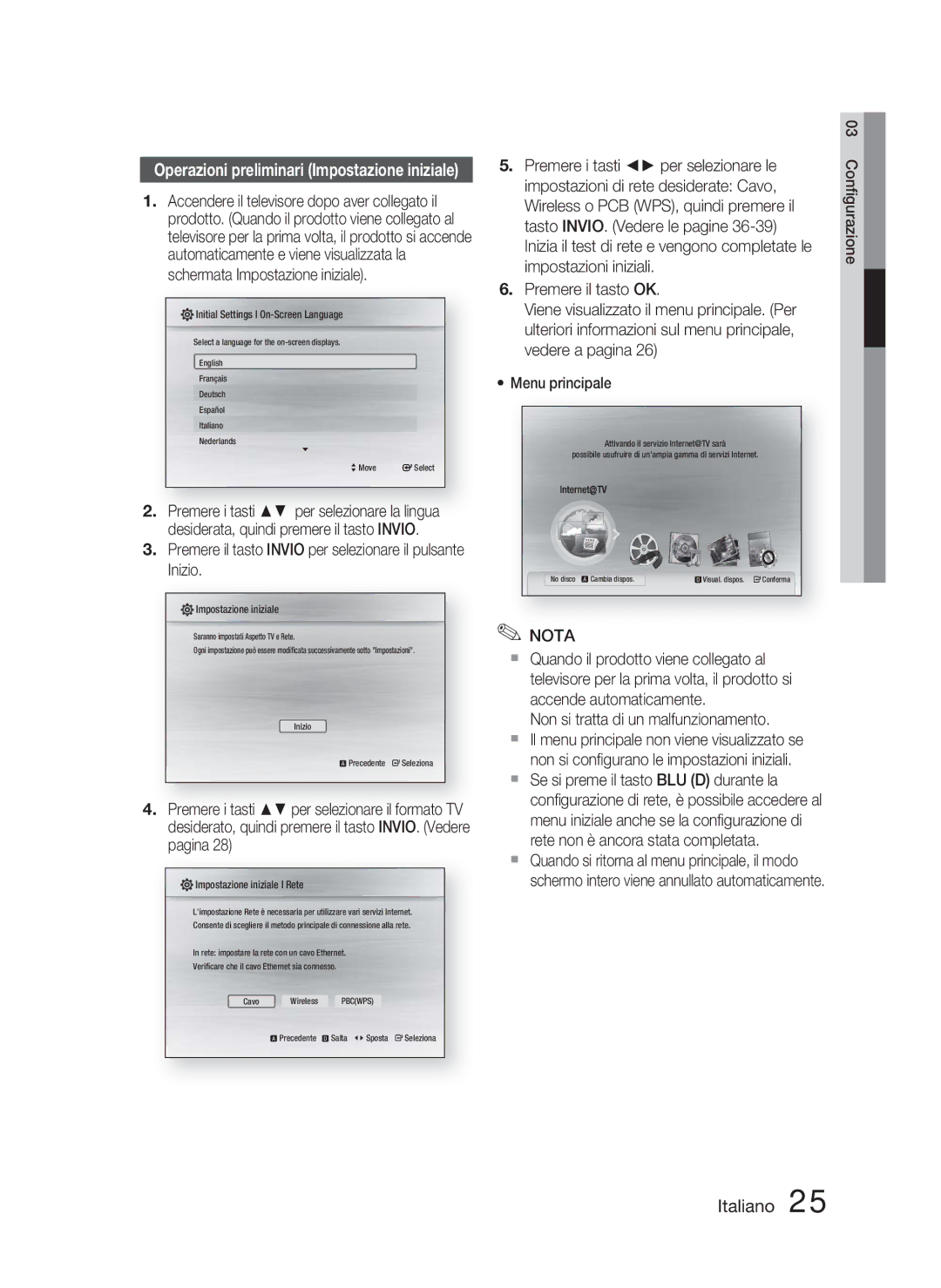 Samsung HT-C6800/XEN manual Premere il tasto Invio per selezionare il pulsante Inizio, Non si tratta di un malfunzionamento 