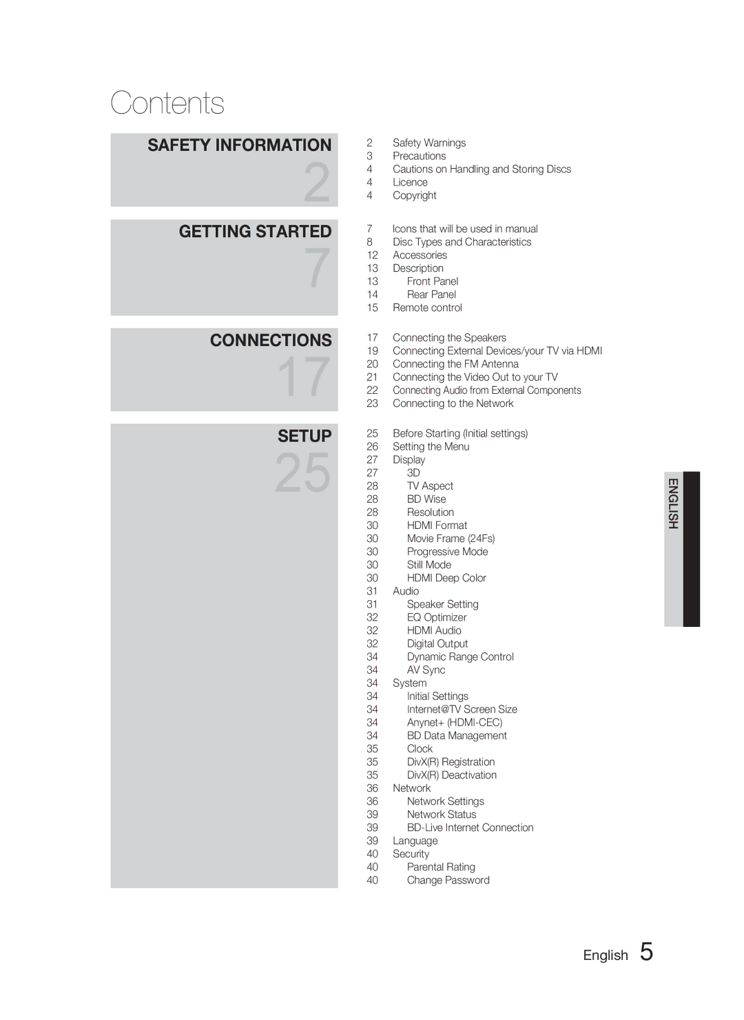 Samsung HT-C6800/XEF, HT-C6800/EDC, HT-C6800/XEN manual Contents 