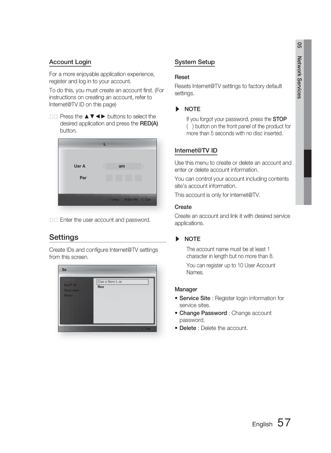 Samsung HT-C6800/EDC, HT-C6800/XEN, HT-C6800/XEF manual Settings, Account Login, System Setup, Internet@TV ID 