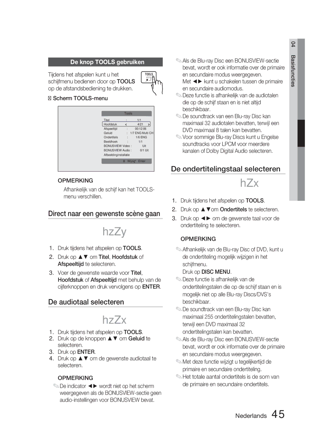 Samsung HT-C6800/EDC manual De audiotaal selecteren, De ondertitelingstaal selecteren, Direct naar een gewenste scène gaan 