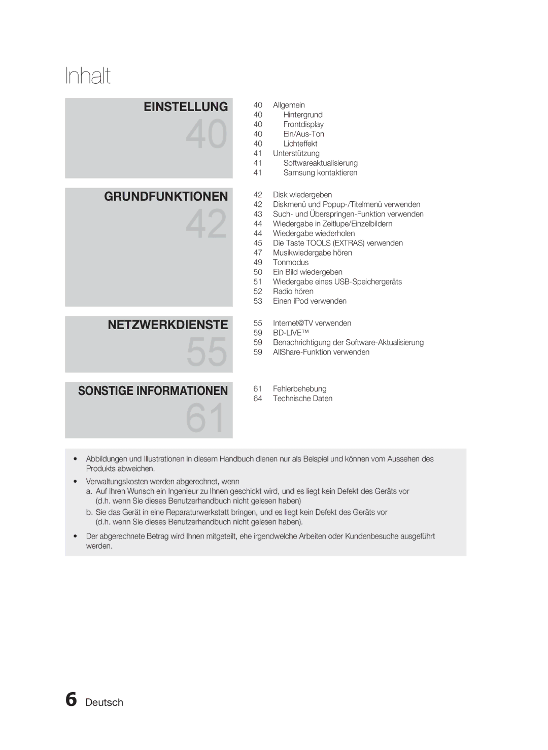 Samsung HT-C6800/EDC, HT-C6800/XEN, HT-C6800/XEF manual Inhalt 