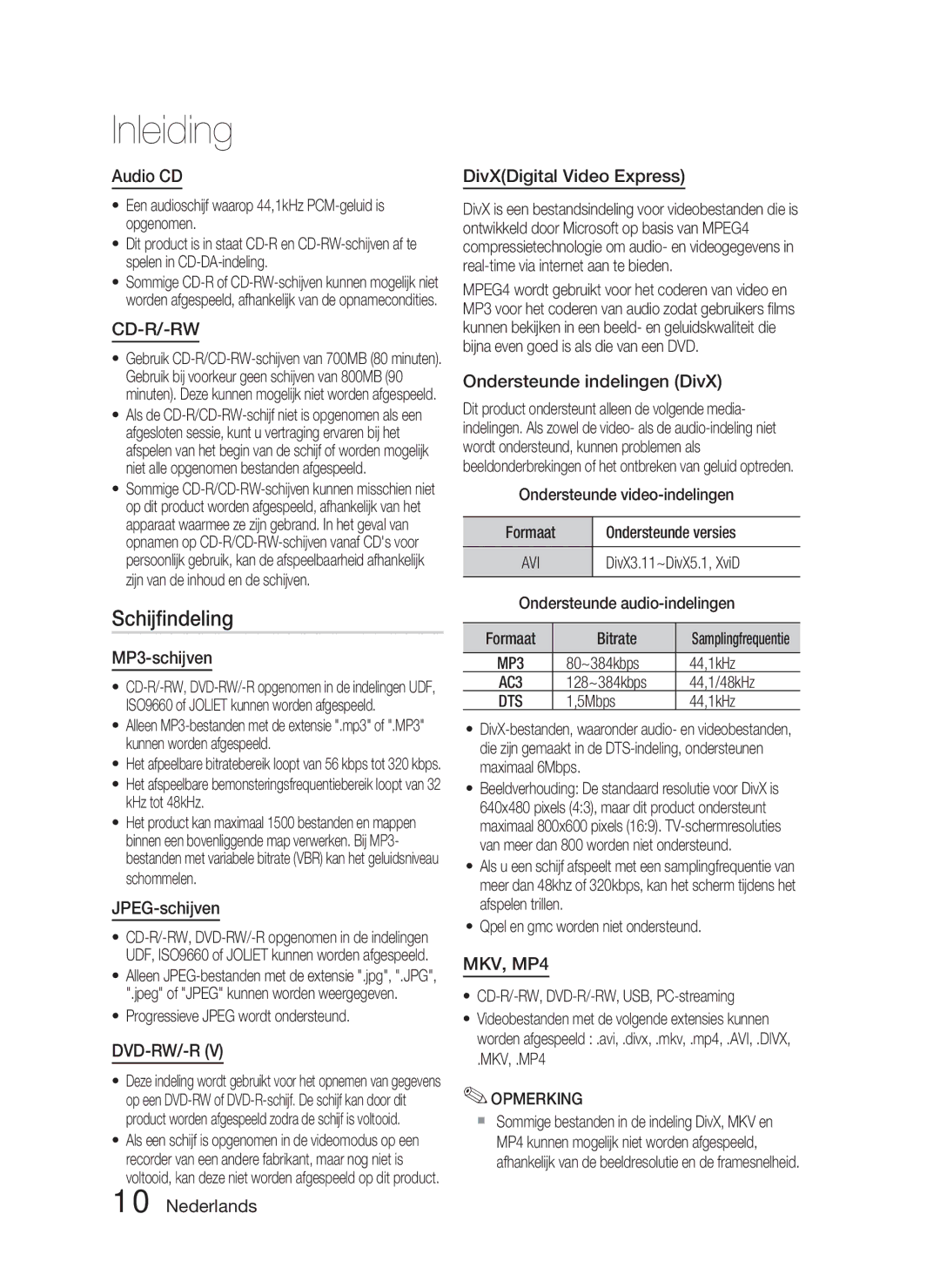 Samsung HT-C6800/XEN, HT-C6800/EDC, HT-C6800/XEF manual Schijﬁndeling 