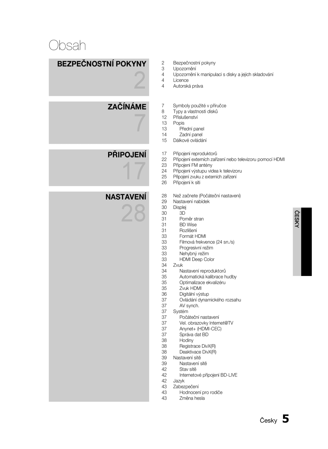 Samsung HT-C6930W/EDC manual Obsah 