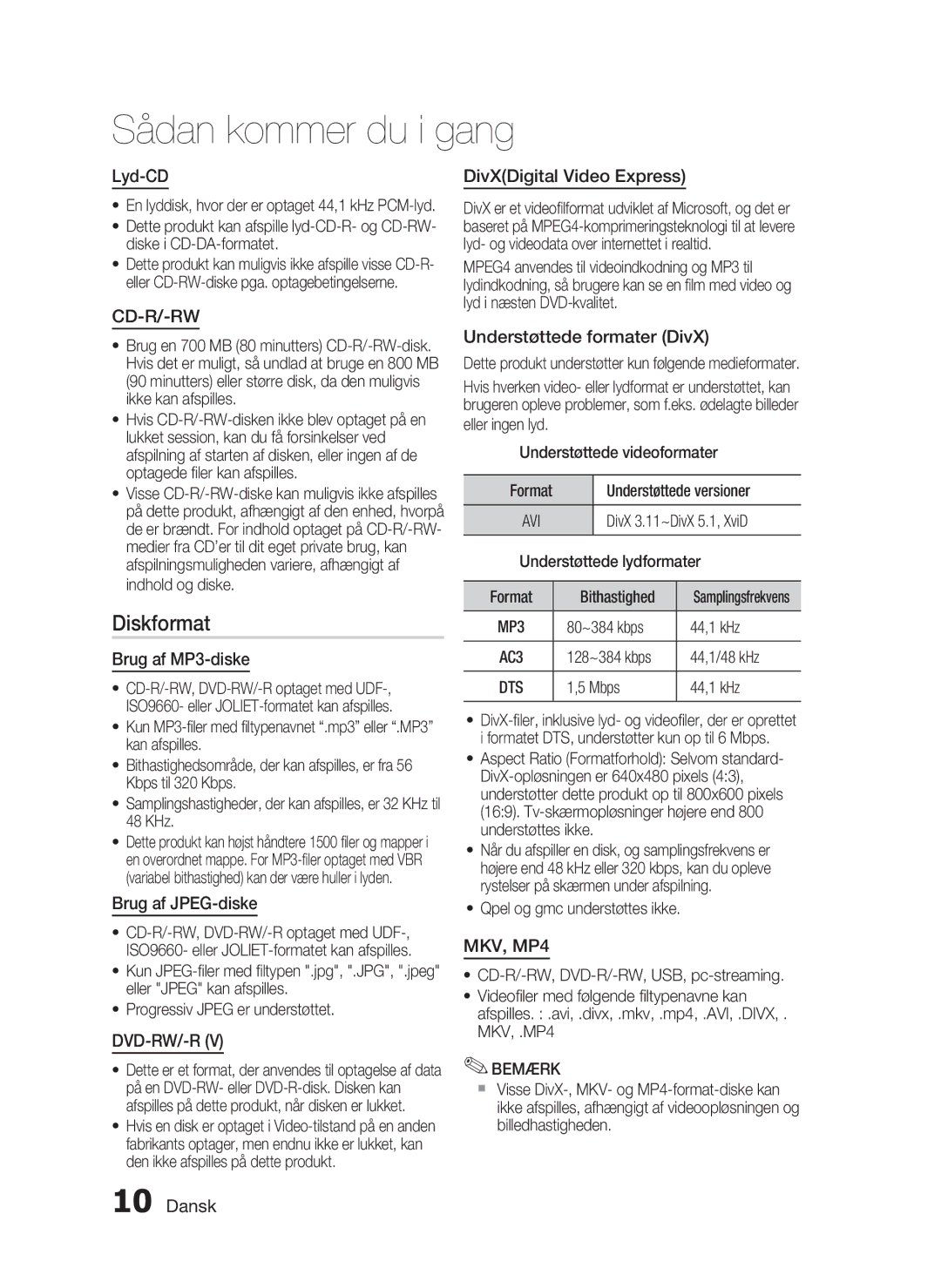 Samsung HT-C6930W/XEE manual Diskformat 