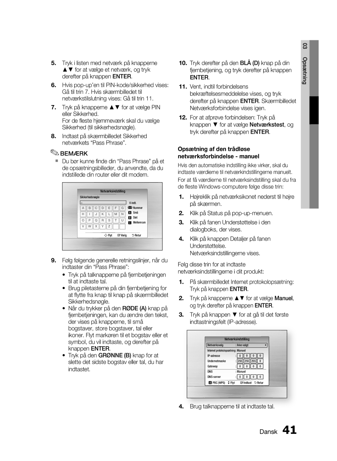 Samsung HT-C6930W/XEE manual Fjernbetjening, og tryk derefter på knappen, Brug talknapperne til at indtaste tal 