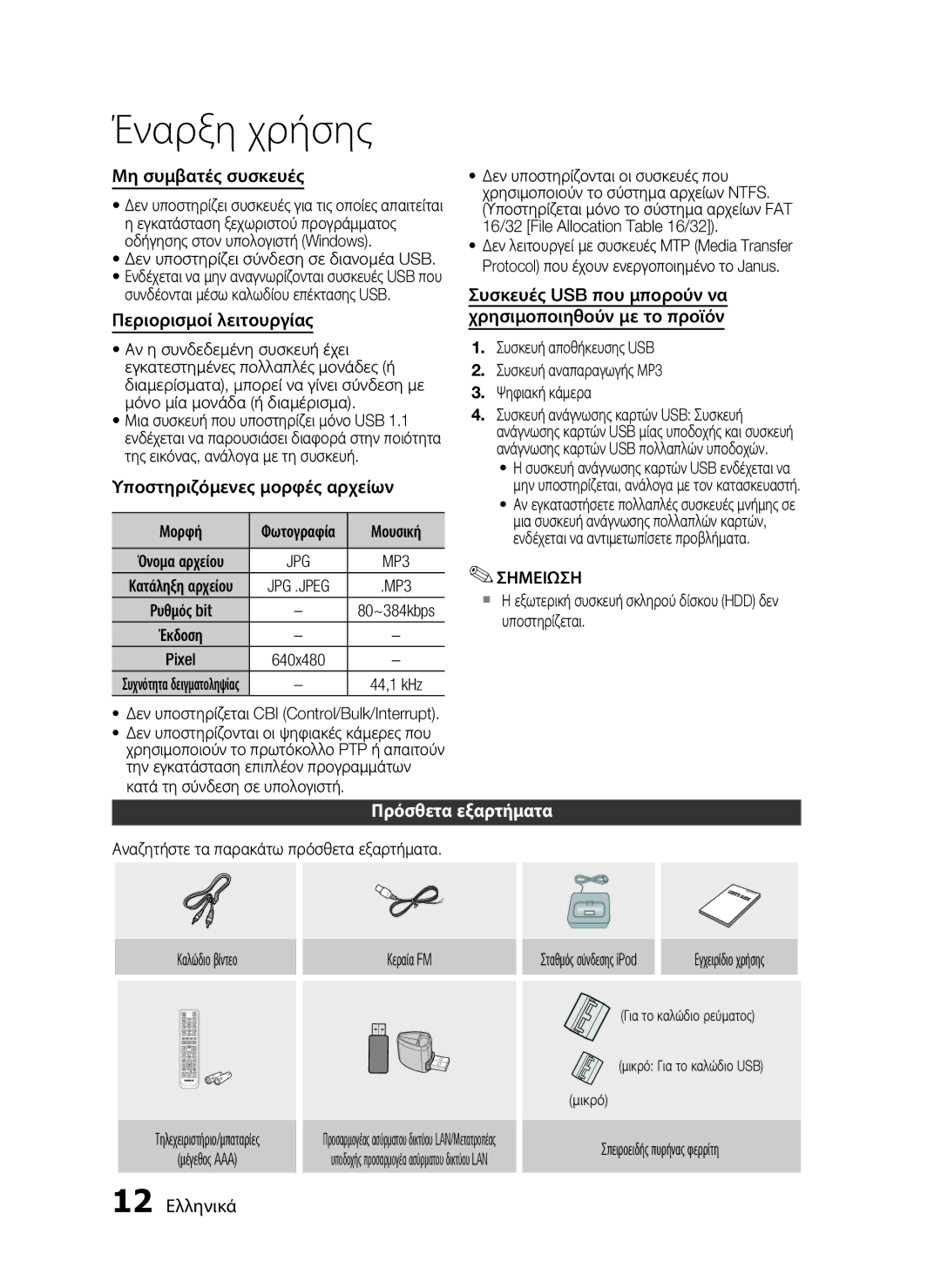 Samsung HT-C7200/EDC manual Πρόσθετα εξαρτήματα 