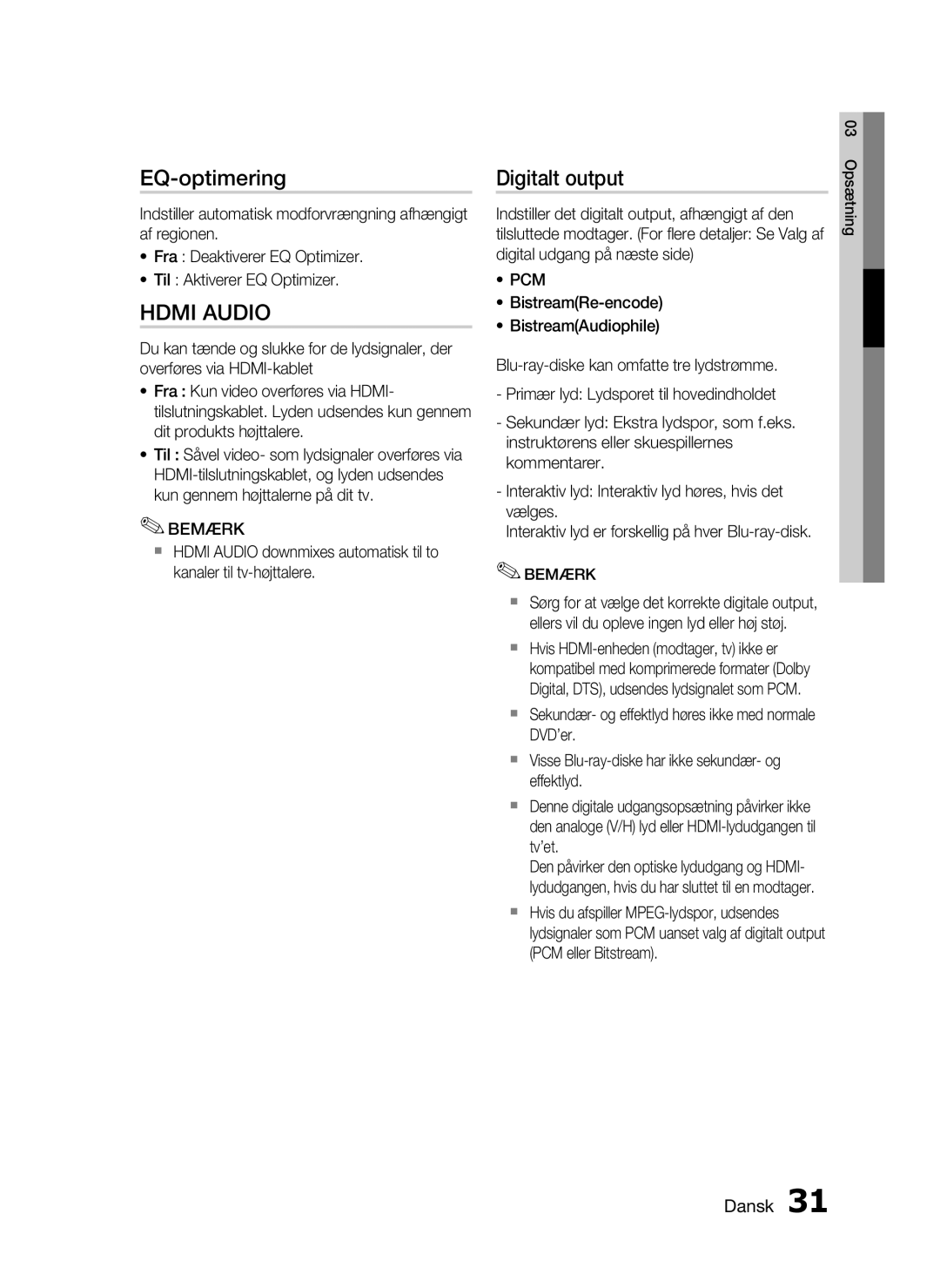 Samsung HT-C7200/XEE, HT-C720/XEE manual EQ-optimering, Digitalt output 