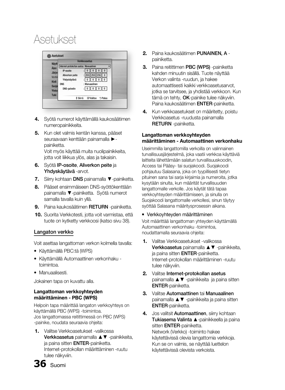 Samsung HT-C720/XEE, HT-C7200/XEE manual Langaton verkko, Paina kaukosäätimen Return -painiketta 