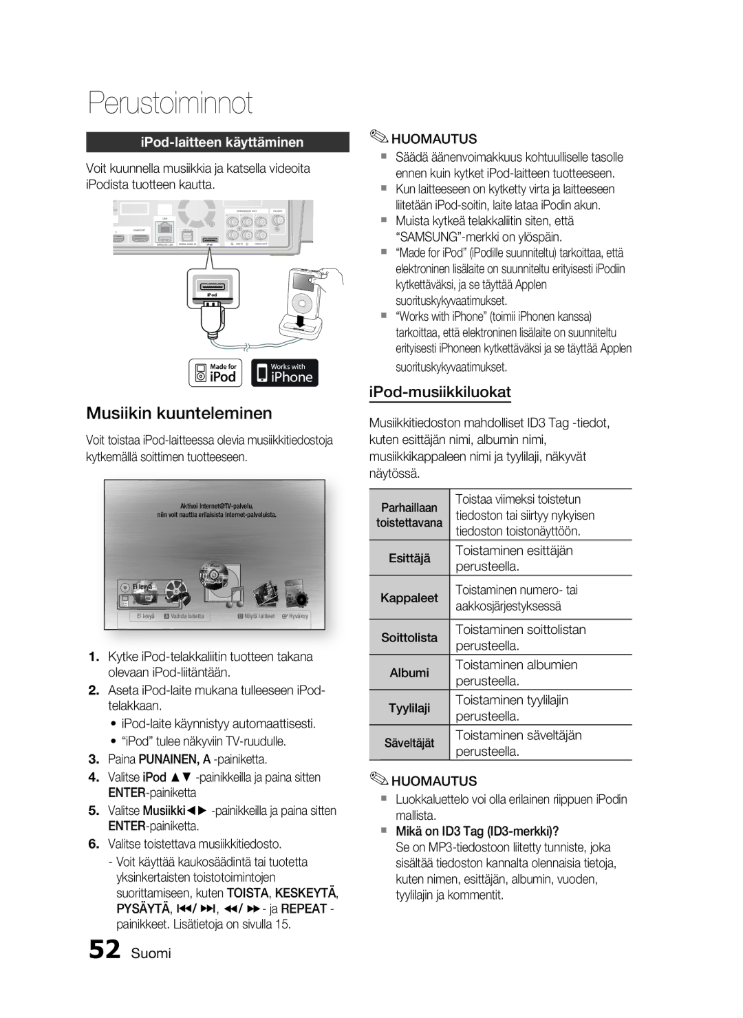 Samsung HT-C720/XEE Musiikin kuunteleminen, IPod-laitteen käyttäminen, Tiedoston toistonäyttöön, Toistaminen säveltäjän 