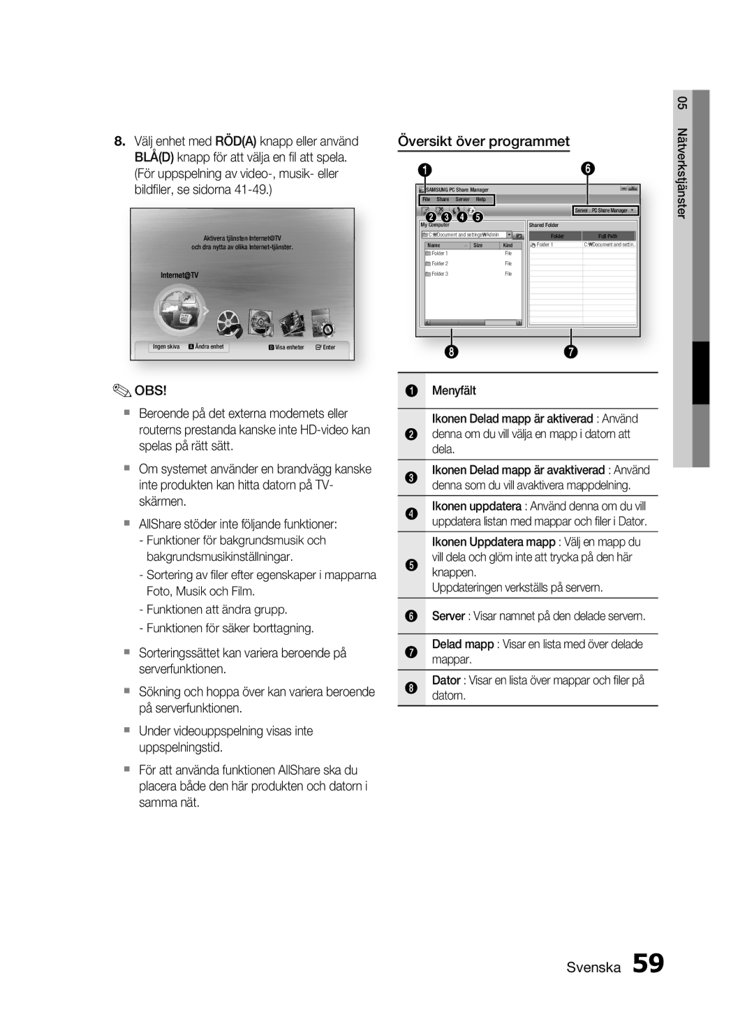 Samsung HT-C7200/XEE, HT-C720/XEE manual Översikt över programmet 