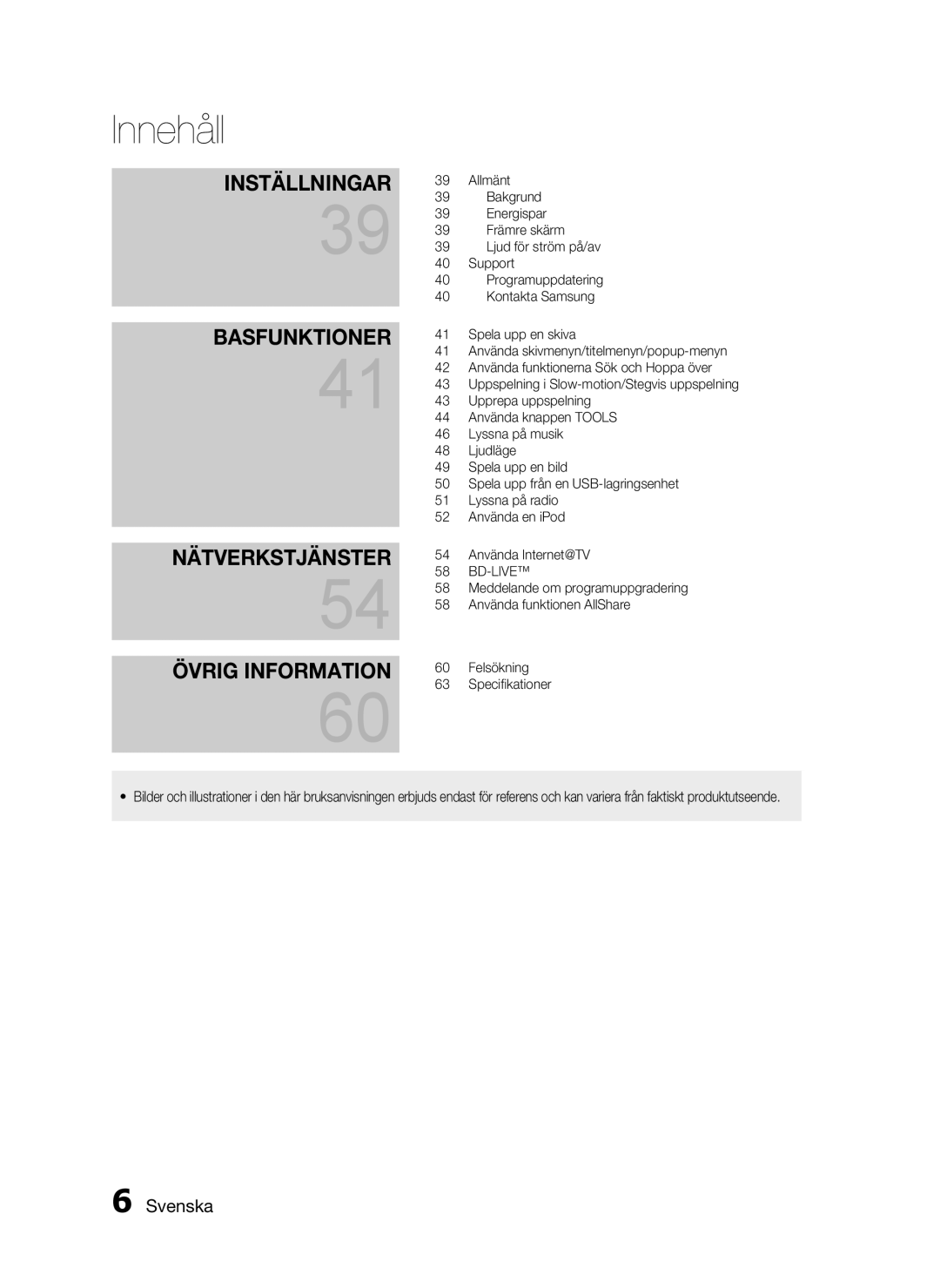 Samsung HT-C720/XEE, HT-C7200/XEE manual Nätverkstjänster Övrig Information 