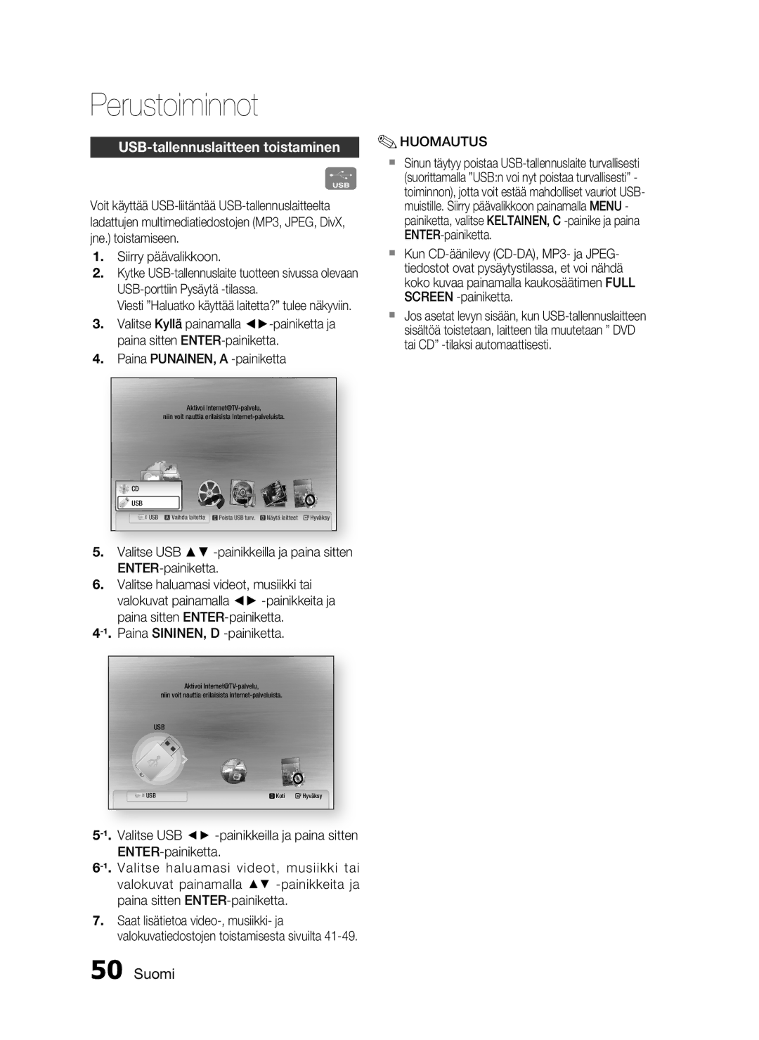 Samsung HT-C7300/XEE manual USB-tallennuslaitteen toistaminen, Paina PUNAINEN, a -painiketta 