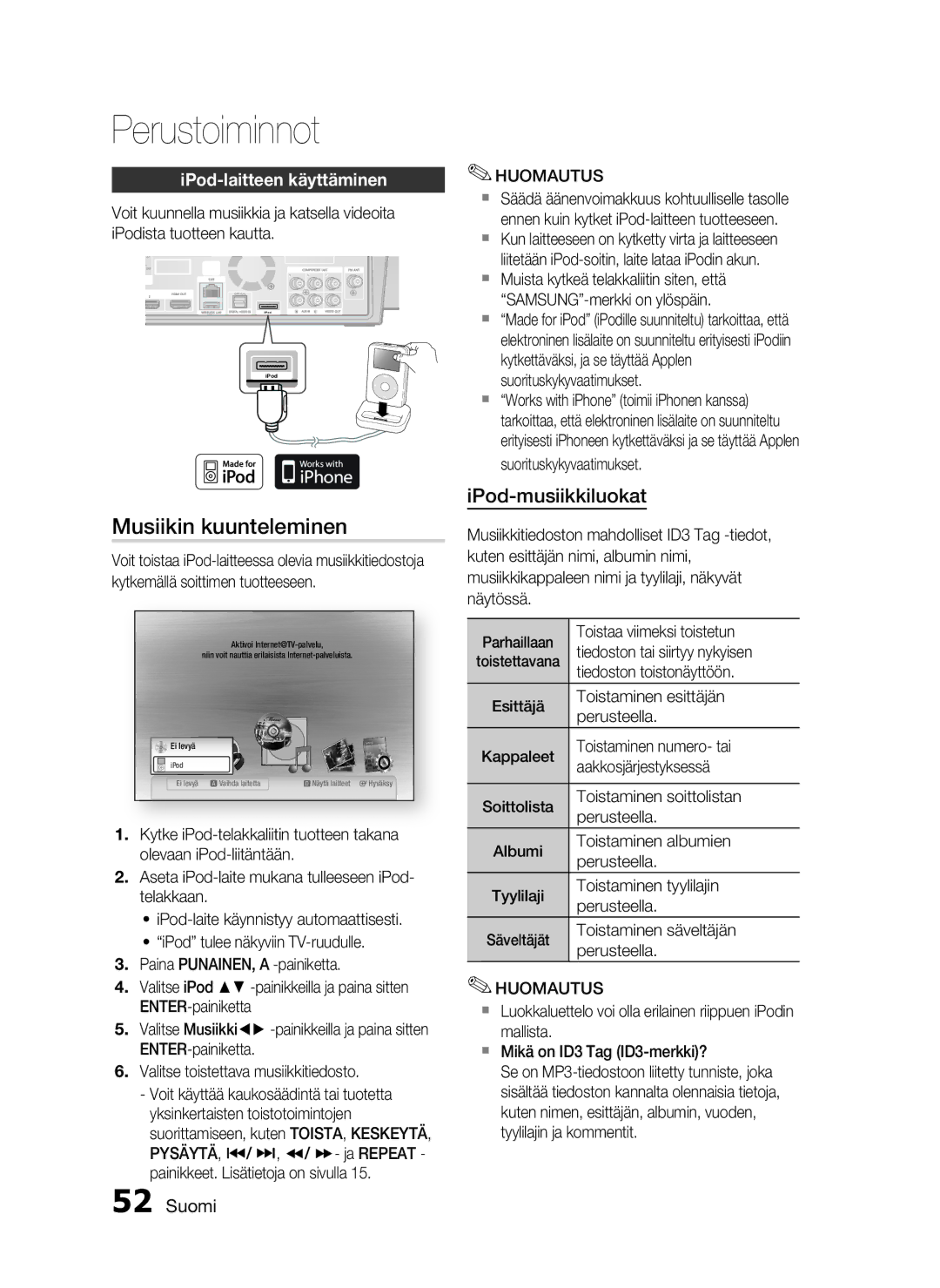 Samsung HT-C7300/XEE Musiikin kuunteleminen, IPod-laitteen käyttäminen, Tiedoston toistonäyttöön, Toistaminen säveltäjän 