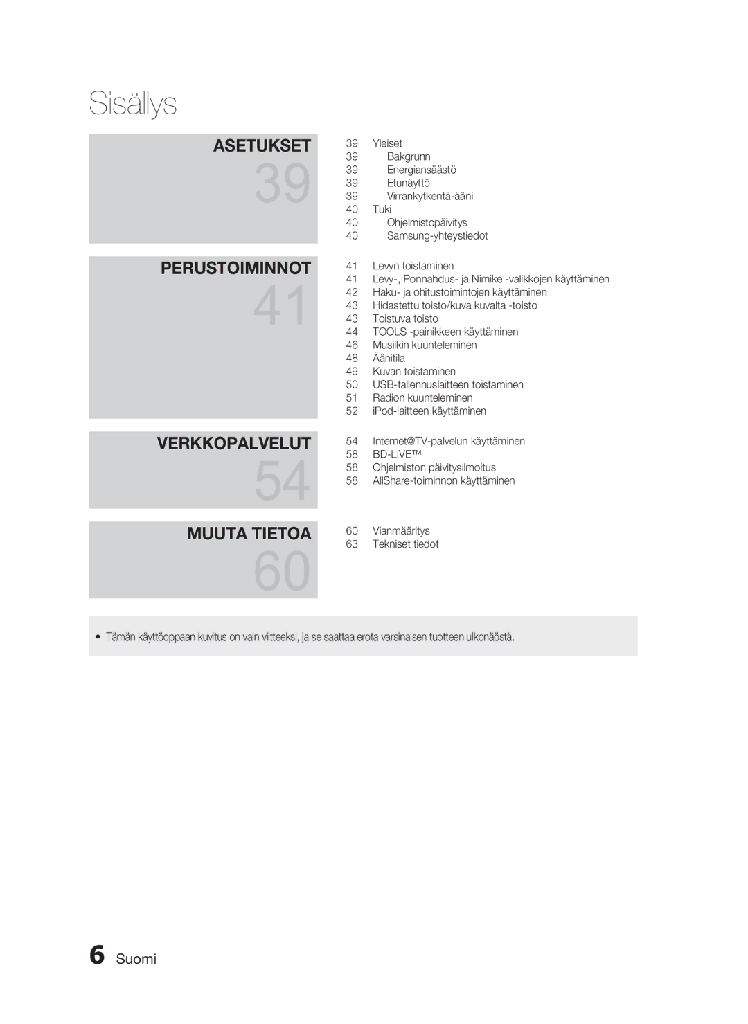 Samsung HT-C7300/XEE manual Verkkopalvelut Muuta Tietoa 