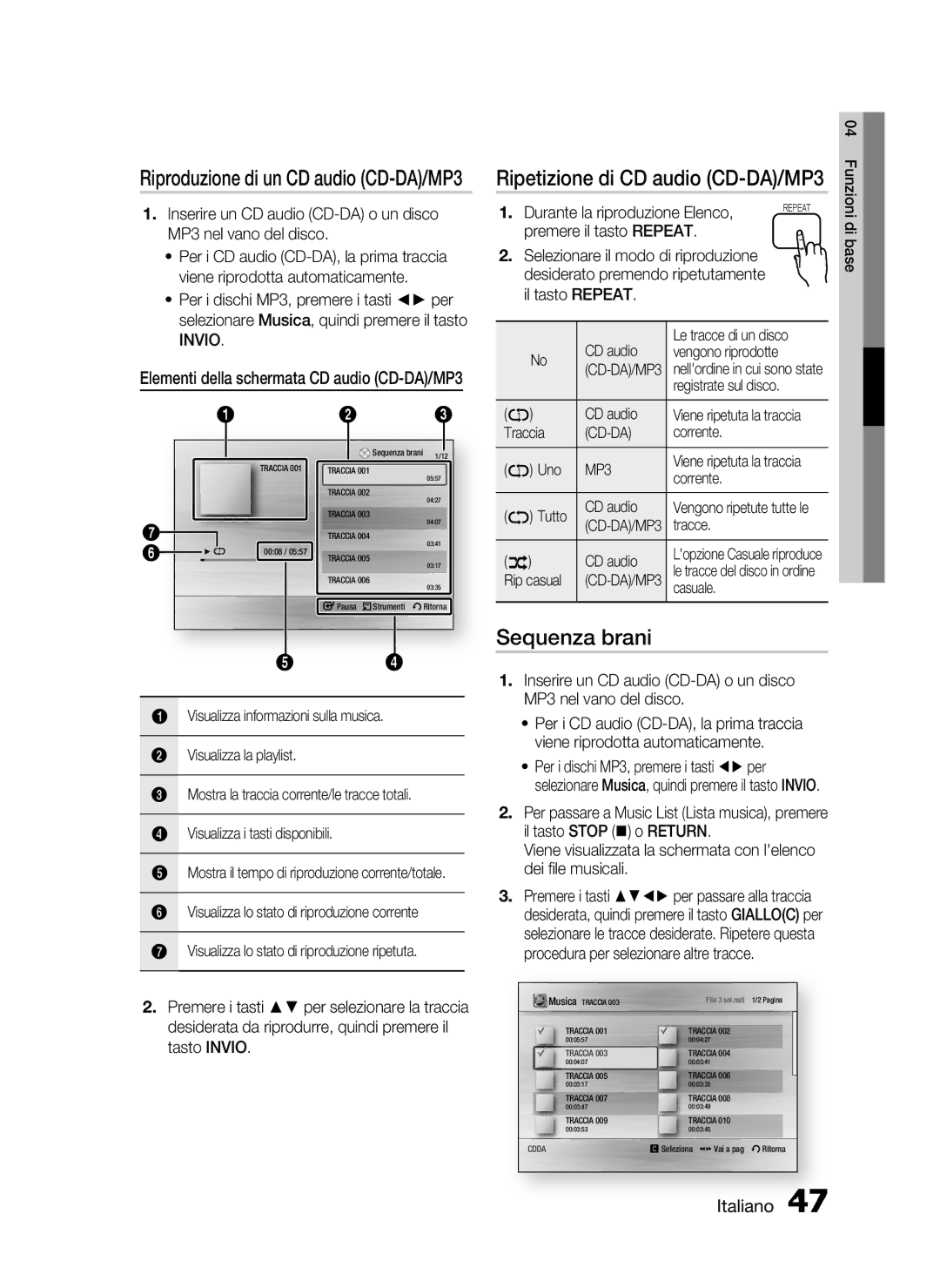 Samsung HT-C7300/XEF manual Sequenza brani, Riproduzione di un CD audio CD-DA/MP3, Cd-Da 