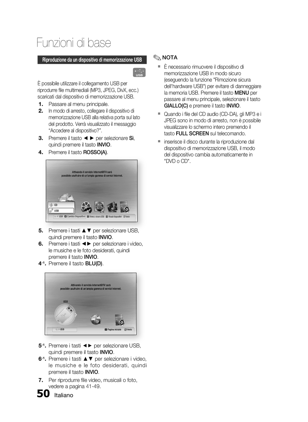 Samsung HT-C7300/XEF manual Passare al menu principale, Premere il tasto Invio -1.Premere il tasto Blud 