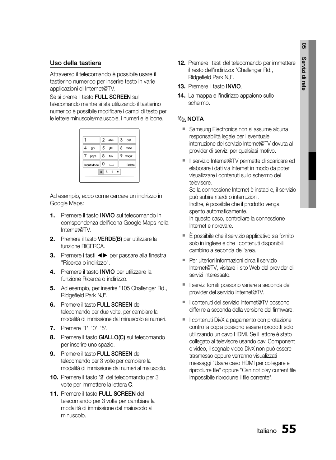 Samsung HT-C7300/XEF manual Uso della tastiera 