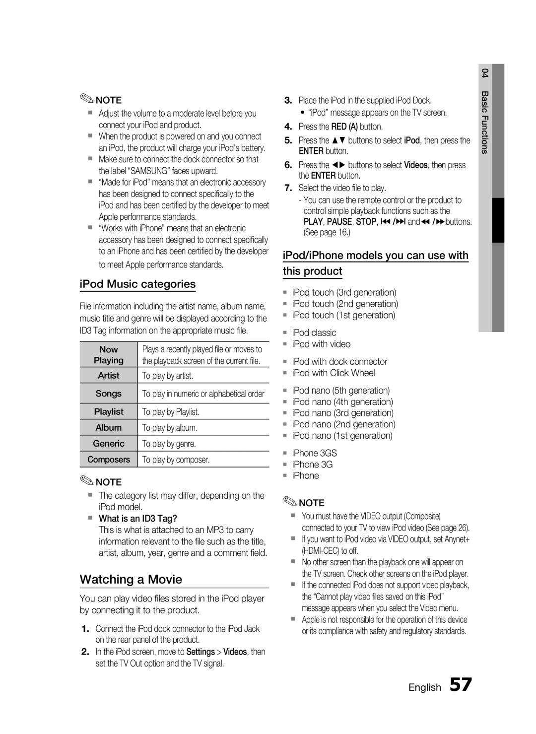 Samsung AH68-02262R, HT-C7530W user manual Watching a Movie, To play by artist, To play in numeric or alphabetical order 