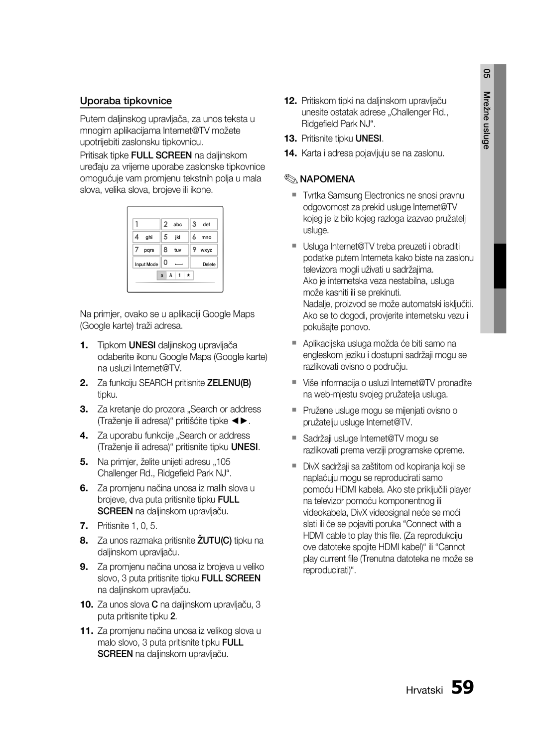 Samsung HT-C7550W/EDC manual Uporaba tipkovnice 