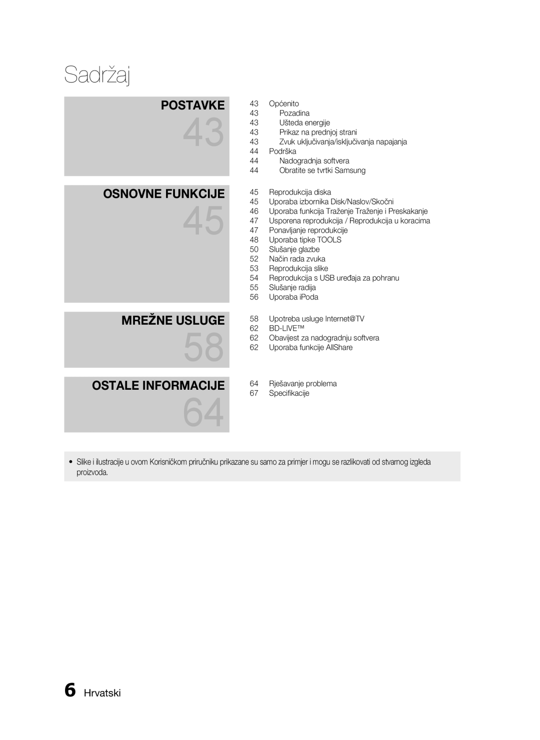 Samsung HT-C7550W/EDC manual Mrežne Usluge Ostale Informacije 