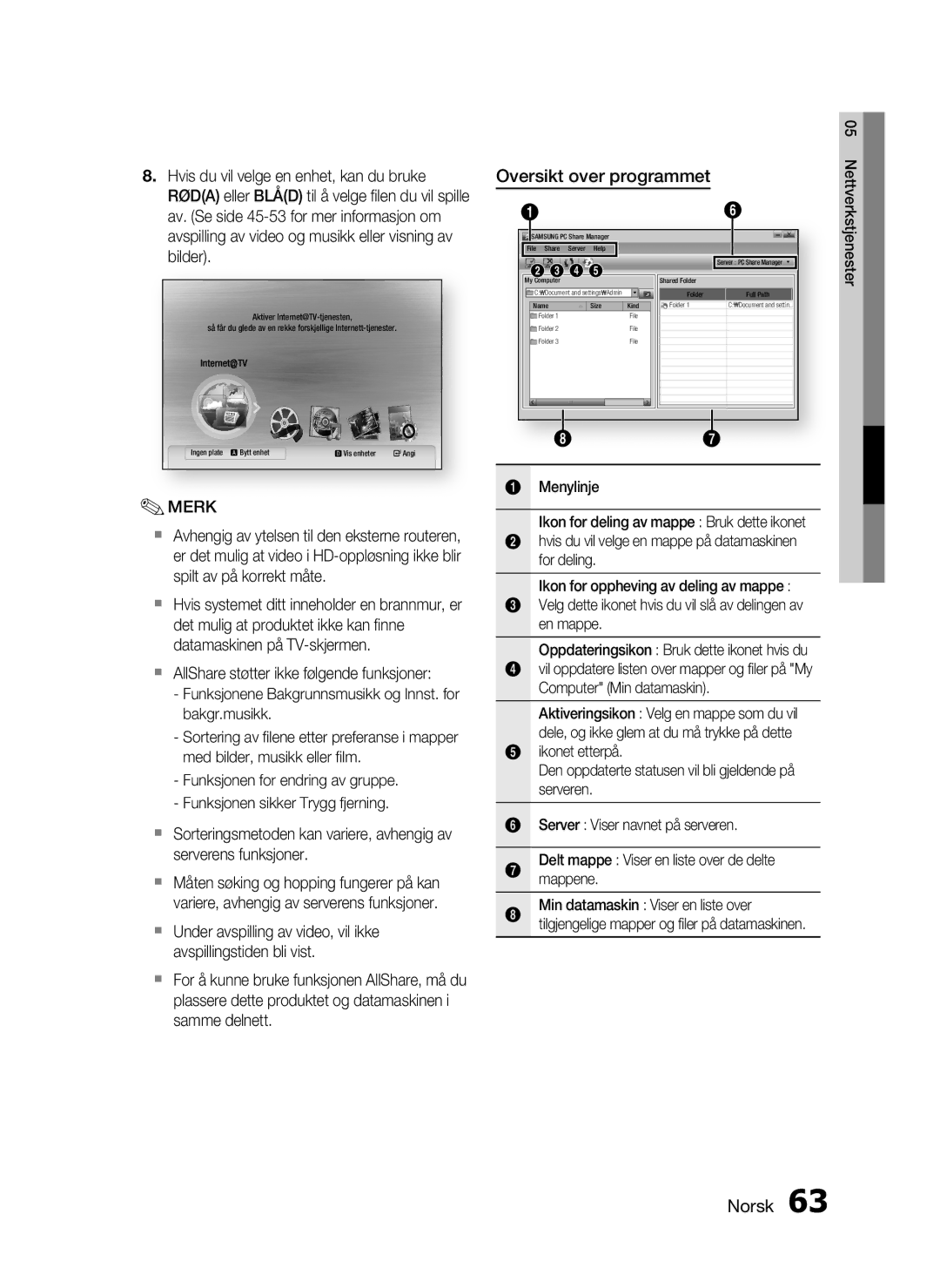 Samsung HT-C7550W/XEE manual Oversikt over programmet 