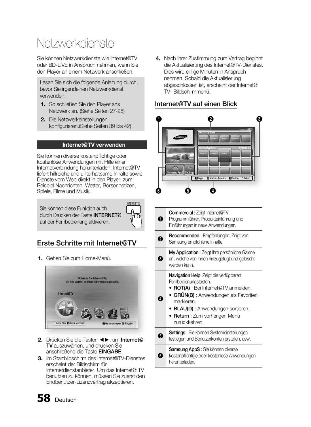 Samsung HT-C7550W/EDC Netzwerkdienste, Erste Schritte mit Internet@TV, Internet@TV verwenden, Commercial Zeigt Internet@TV 