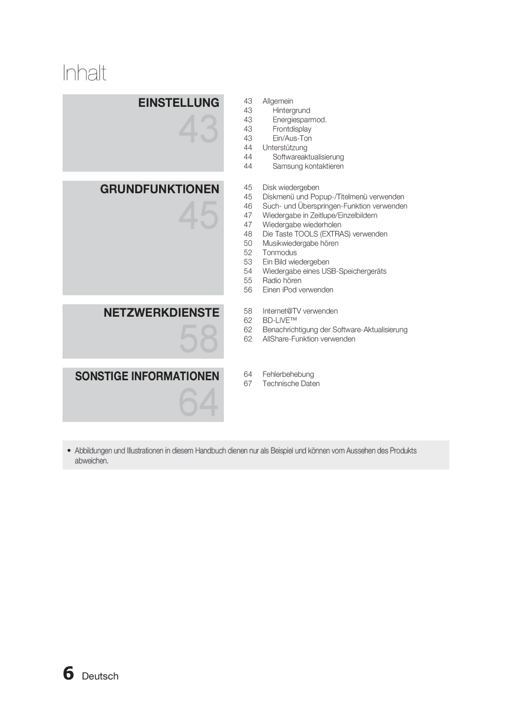 Samsung HT-C7559W/XEG Allgemein, Hintergrund, Energiesparmod, Frontdisplay, Ein/Aus-Ton, Unterstützung, Disk wiedergeben 