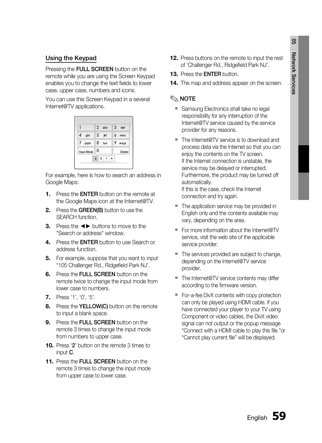 Samsung HT-C7550W/MEA, HT-C755W/MEA manual Using the Keypad, Press the Enter button Map and address appear on the screen 