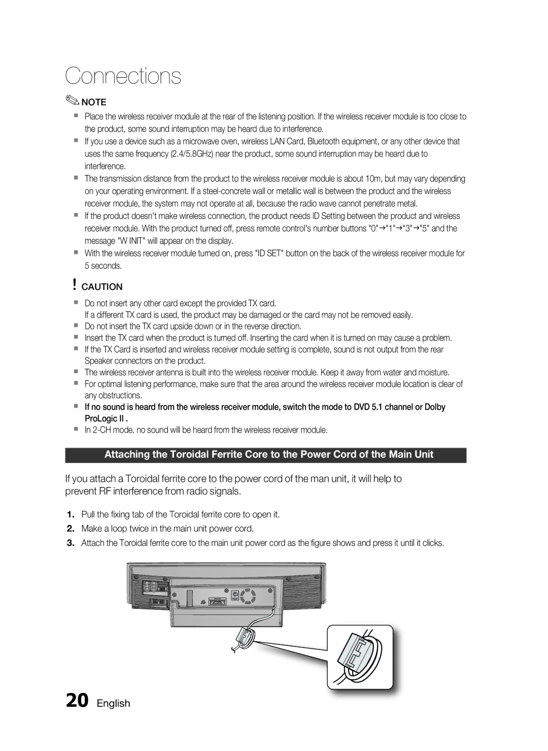 Samsung HT-C755W/AFR, HT-C755W/MEA, HT-C755W/KE, HT-C755W/SAH, HT-C755W/HAC, HT-C755W/LAG, HT-C755W/UMG manual Connections 