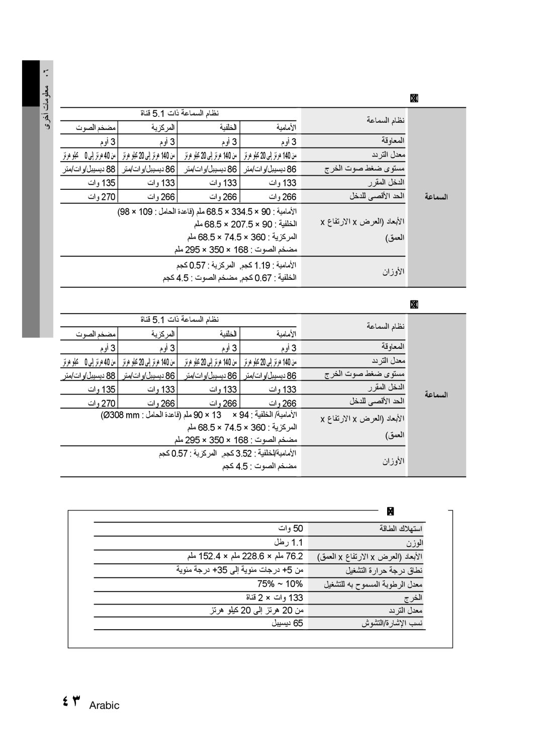 Samsung HT-C755W/KE, HT-C755W/MEA, HT-C755W/SAH, HT-C755W/HAC, HT-C755W/LAG, HT-C755W/UMG, HT-C755W/AFR manual ةعامسلا 