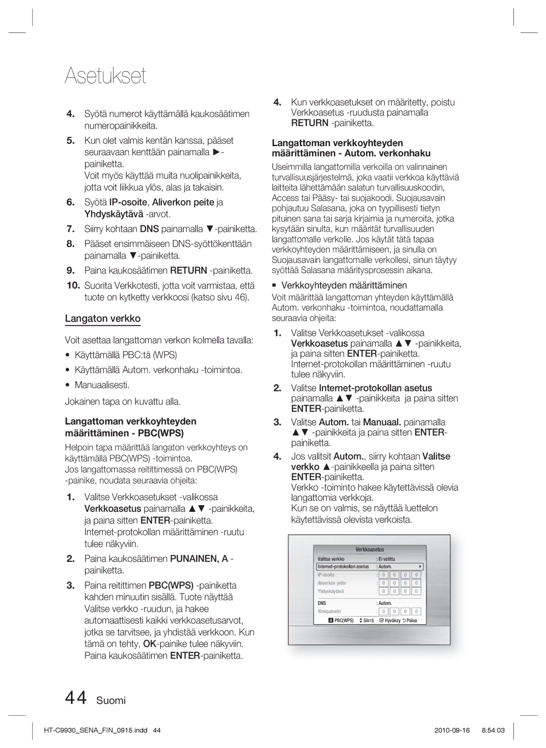 Samsung HT-C9930/XEE manual Langaton verkko, Paina kaukosäätimen Return -painiketta 