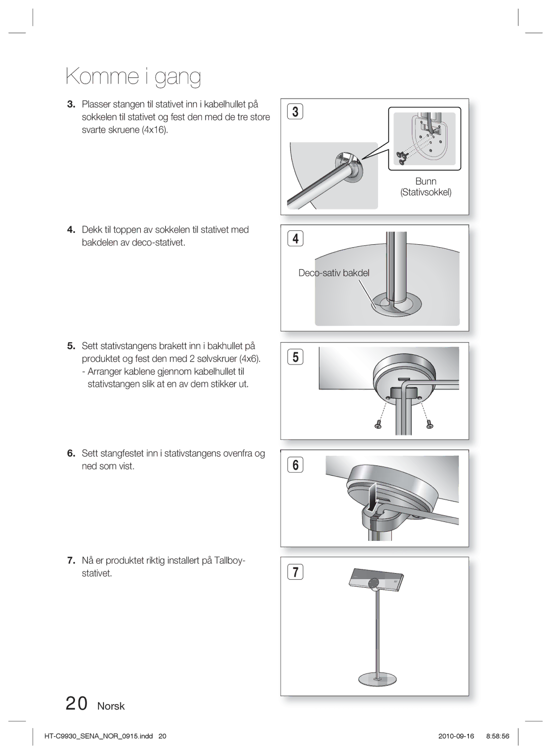 Samsung HT-C9930/XEE manual Komme i gang 