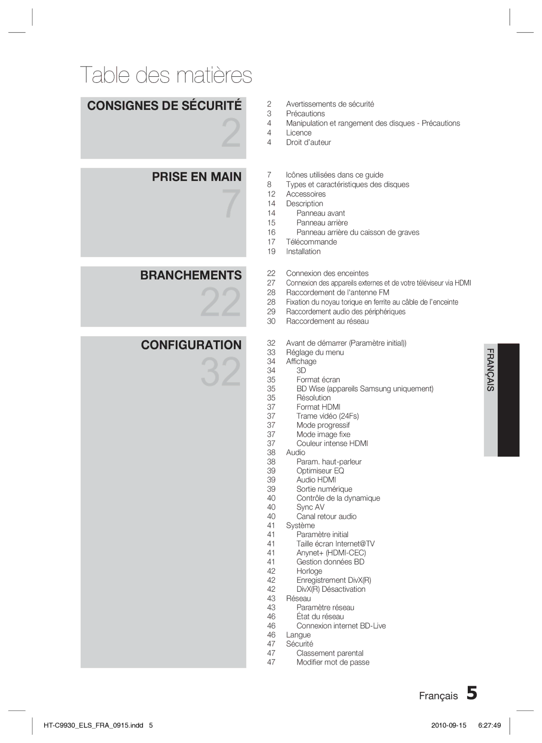 Samsung HT-C9930/XEF manual Icônes utilisées dans ce guide, Types et caractéristiques des disques, Accessoires, Description 