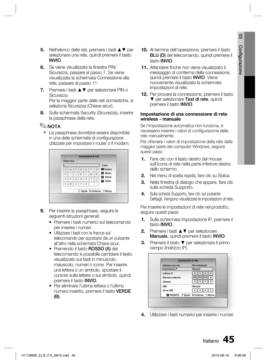 Samsung HT-C9930/XEF manual Al termine delloperazione, premere il tasto, BLU D del telecomando, quindi premere il 