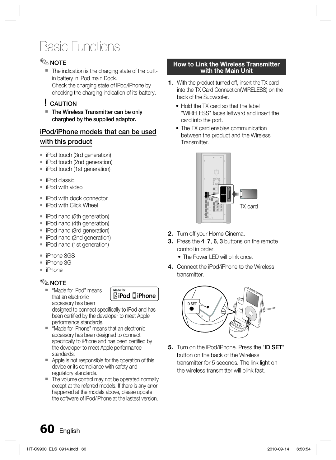 Samsung HT-C9930/XEN, HT-C9930/XEF, HT-C9930/XEE manual IPod/iPhone models that can be used with this product 