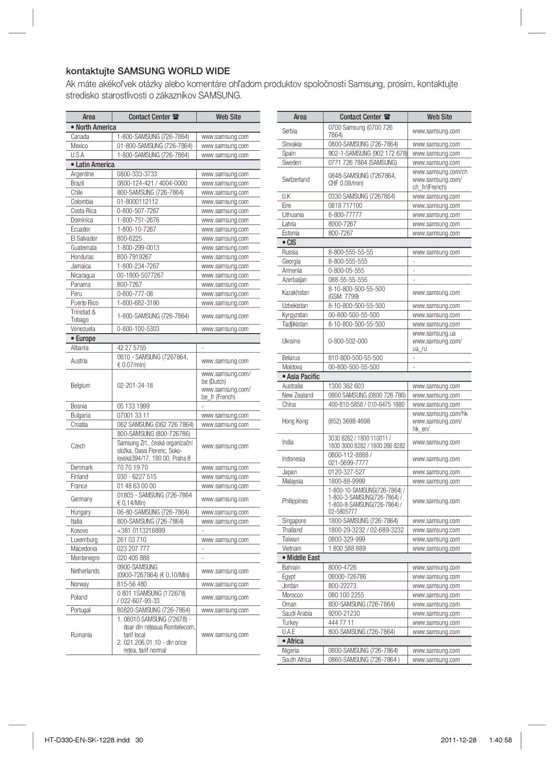 Samsung HT-D330/EN manual ` Cis 